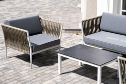 "Касабланка" лаунж-зона плетеная из роупа 4-местная, цвет серый