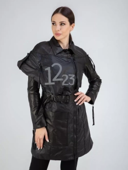 Куртка демисезонная из натуральной кожи и плащевки пальто