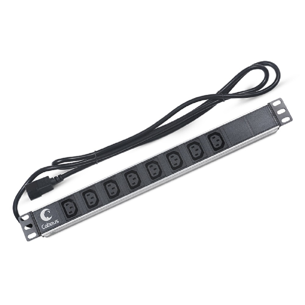 Блок розеток для телекоммуникационных шкафов CABEUS PDU-8I-2IEC БЛОК РОЗЕТОК ДЛЯ 19" ШКАФОВ, ГОРИЗОНТАЛЬНЫЙ, 8 РОЗЕТОК IEC 320 C13, 10 A, БЕЗ ВЫКЛЮЧАТЕЛЯ, АЛЮМИНИЕВЫЙ КОРПУС, ШНУР 2 М, ВИЛКА IEC 320 C14