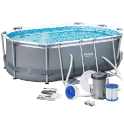 Каркасный овальный бассейн Bestway 305х200х84 см + фильтр-насос 1249 л/ч (5614A BW)