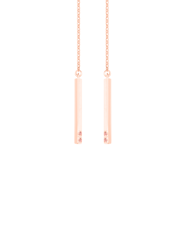 Серьги-продёвки из серебра со вставками из розово-коричневых фианитов