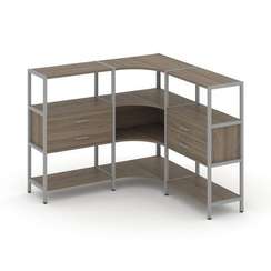 Shelf System Трехсекционный угловой стеллаж трехярусный с ящиками SN.STMU-331 Вяз Благородный/Металл