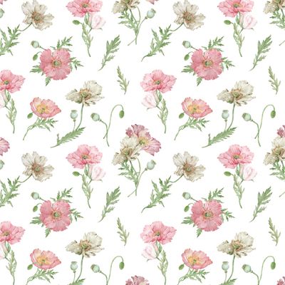 Розовые и белые маки