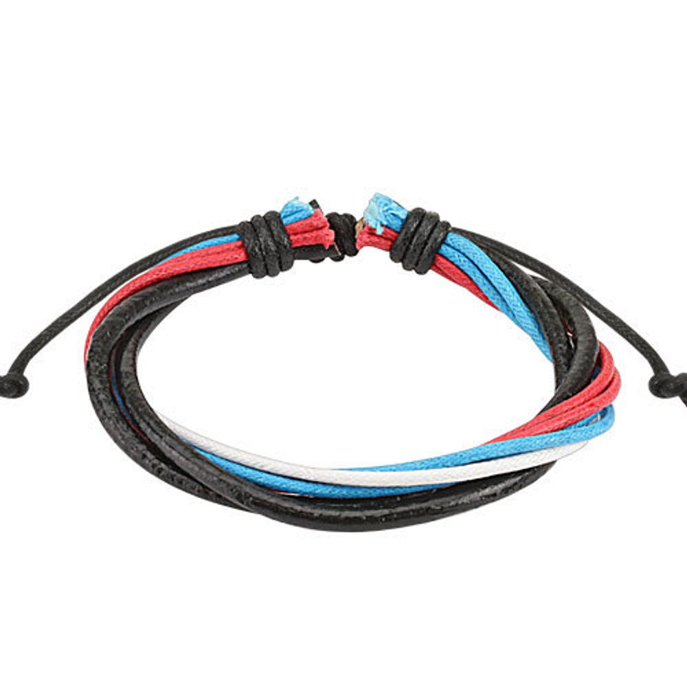 Браслет мужской "Триколор" из натуральной кожи SPIKES SL0180-BRWH+