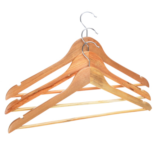 VETTA Вешалка для одежды деревянная 45*5,5см  широкие плечи, светлое дерево хром