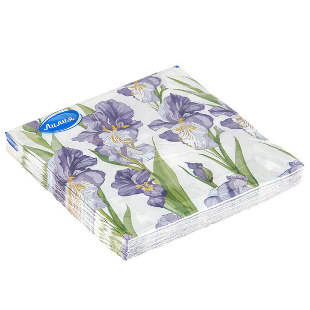 Салфетки бумажные 33*33 Лилия Магия ирисов, 2сл 20л