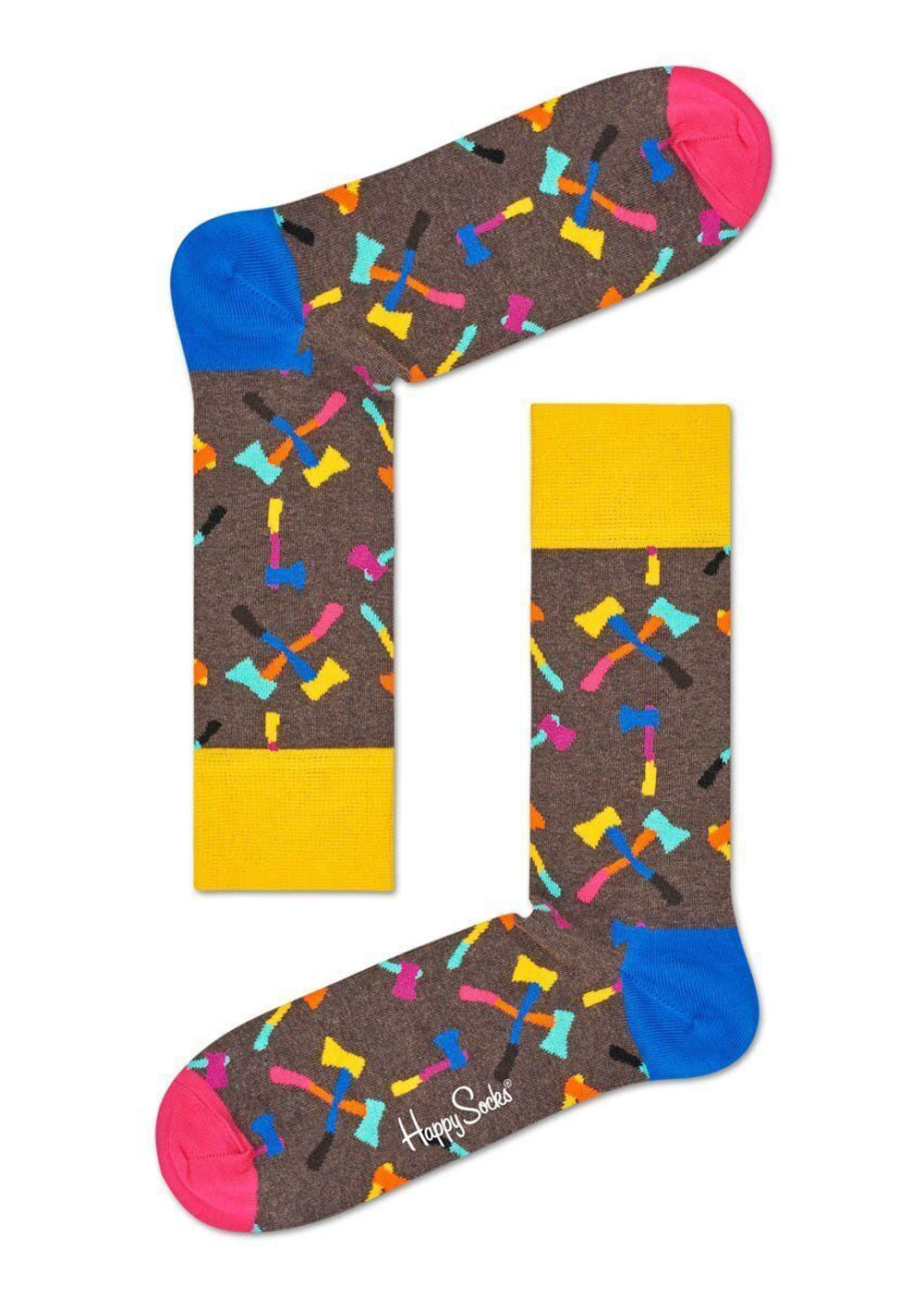 Носки унисекс Axe Sock с принтом в виде топориков (Размер: 29) (Цвет: коричневый)