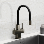 Смеситель для кухни Sancos Arno с гибким изливом, цвет вороненая сталь/черный, арт. SC4005GG