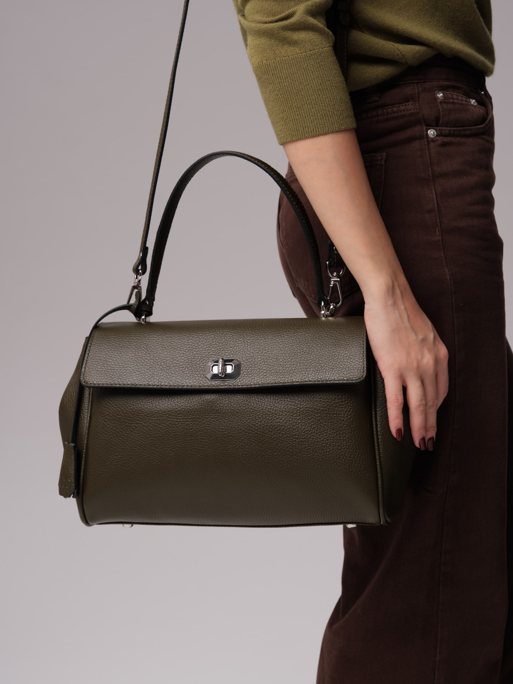 Кожаная сумка Nadi DBR 31356 олива