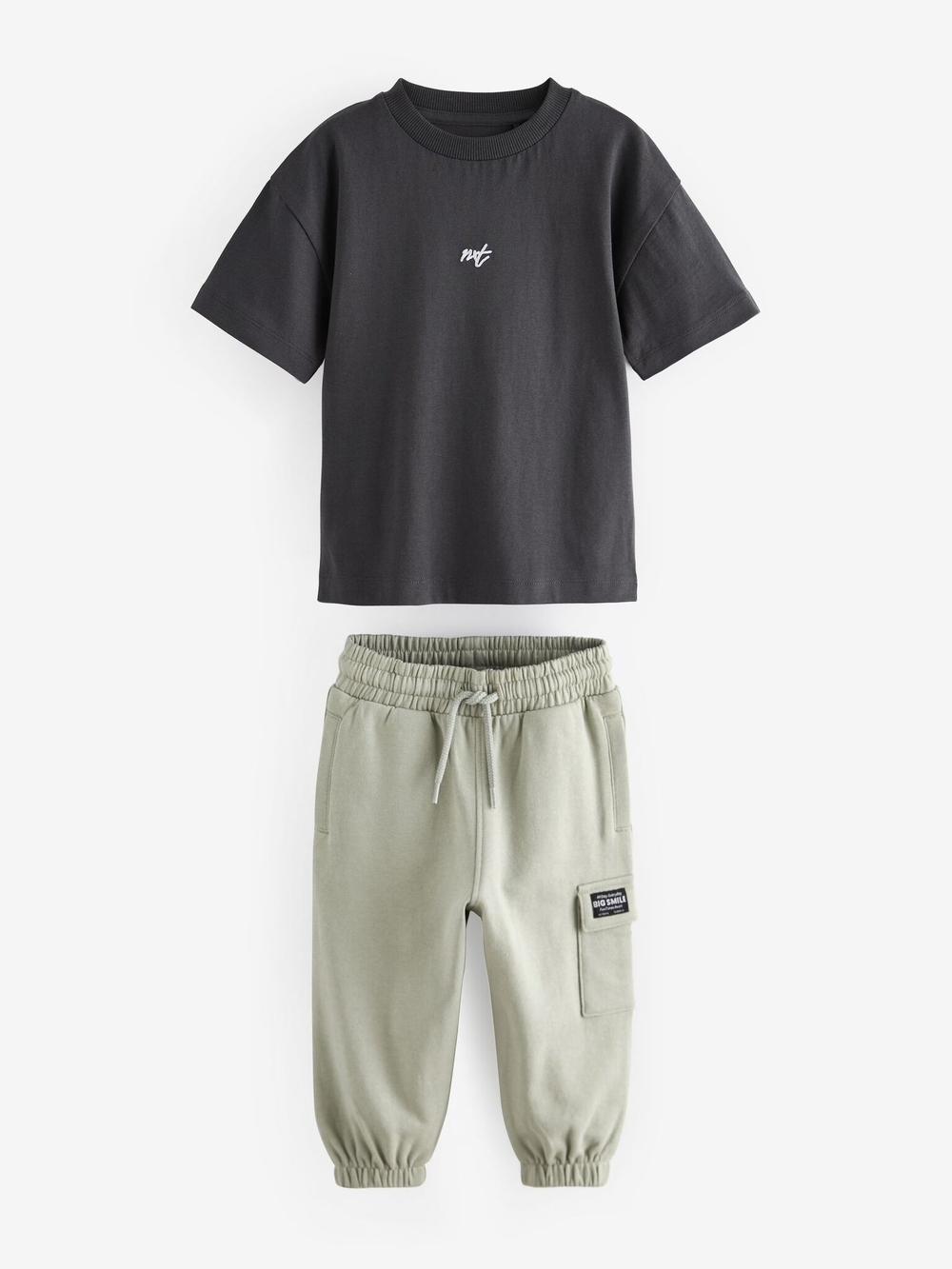 Футболка и брюки карго в комплекте для мальяика Next 586-239, Темно-серый, Хаки