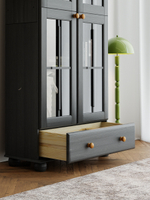 Шкаф витрина 2 двери 1 ящик Бритта из массива сосны, серый