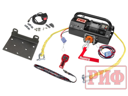 Лебёдка переносная РИФ 2500A c малой площадкой и проводами (в сборе) стальной трос