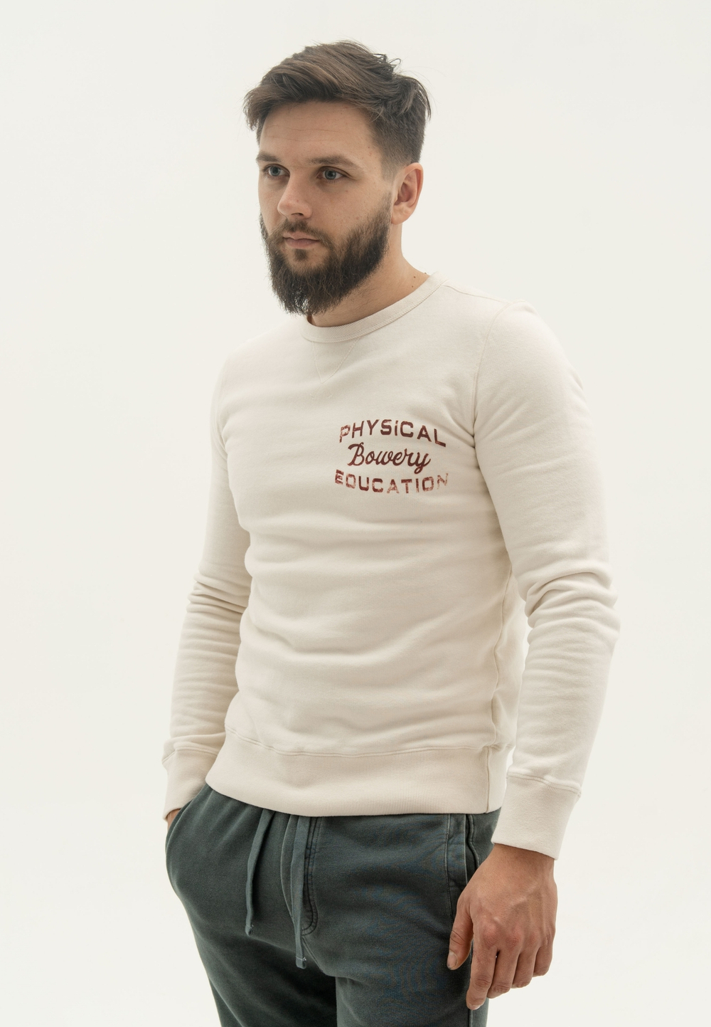 Свитшот Bowery NYC "Physical Education" Bordeaux / Off White