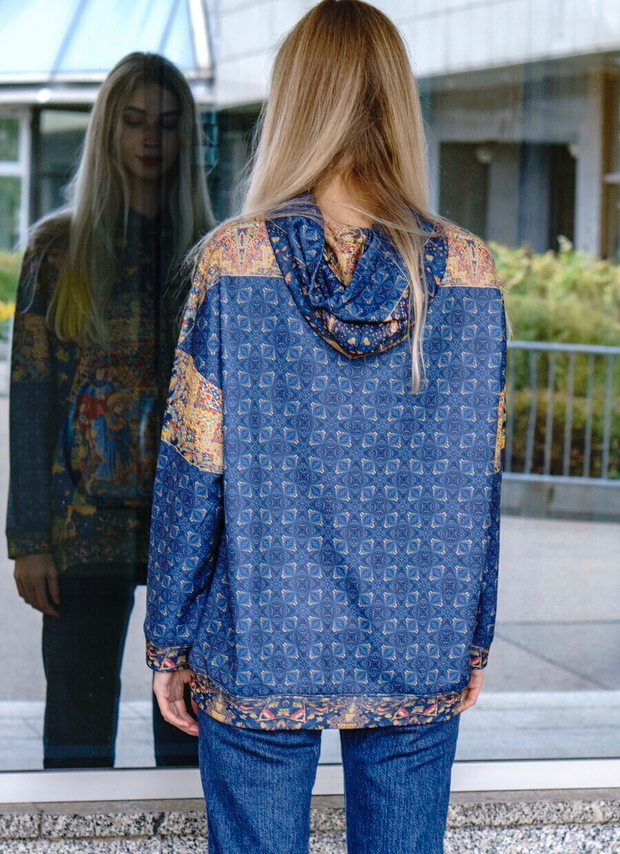 Худи "Кормление птиц", по мотивам средневековой шпалеры "Кормление птиц"