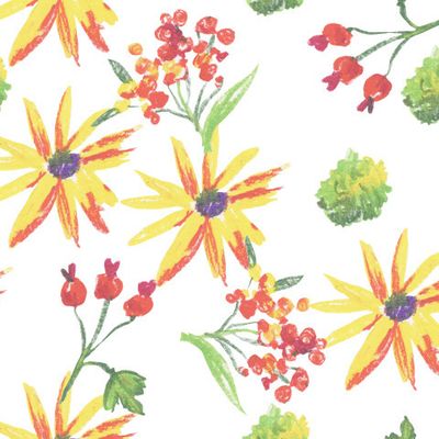 Бесшовный паттерн с осеннними цветами восковыми мелками