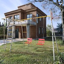 Детский спортивный комплекс для дачи ROMANA Акробат - 2 (желтый/серый) (Качели гнездо - 100см)