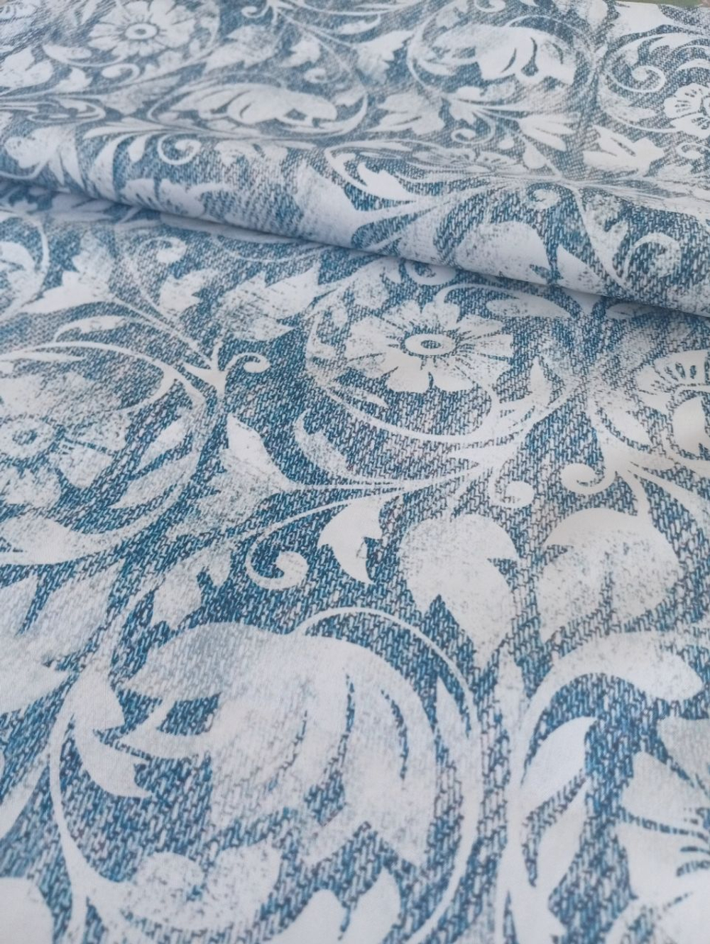 Дюспо (курточная ткань). Принт- Джинс абстракция, 1м