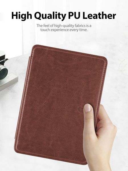 Магнитный кожаный чехол для Amazon Kindle Paperwhite 2018 (4th gen) Коричневый