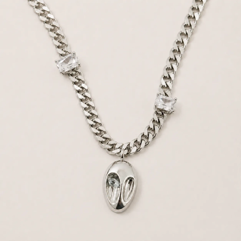 Колье Oubi Yabi «Серебряная маска» Silver