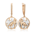 Серьги «Сама по себе» с английским замком из комбинированного золота