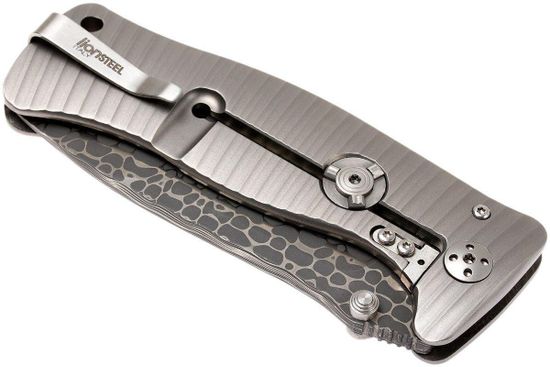 Складной нож Lion Steel "SR1" L/SR1DL G c клинком из стали Damasteel, рукоять титан