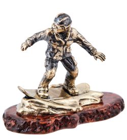 AM-3987 Фигурка «Сноубордист» (латунь, янтарь)