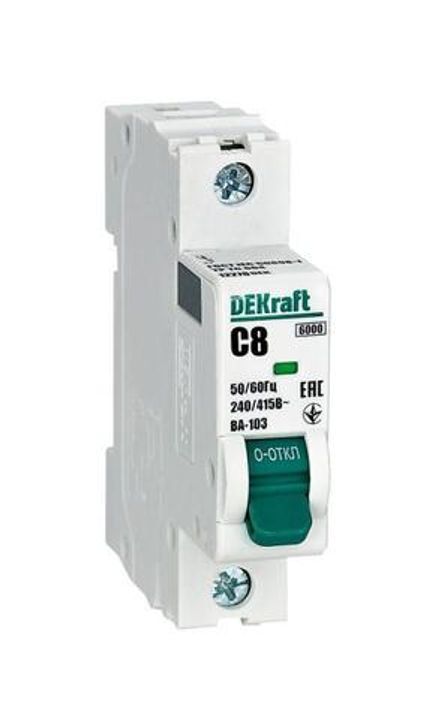 Выключатель автоматический модульный 1п C 8А 6кА ВА-103 DEKraft 12270DEK