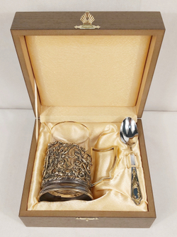 Подстаканник литье Юбилей 70 лет в подарочном футляре