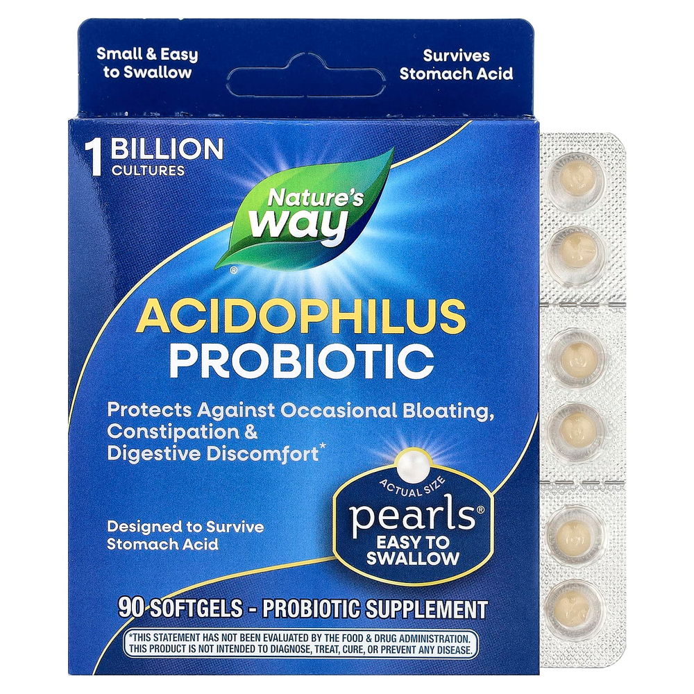 Nature's Way, Pearls®, ацидофильный пробиотик, 1 млрд КОЕ, 90 капсул