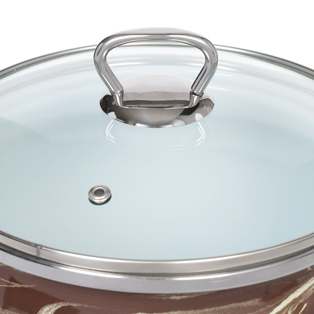 Кастрюля сталь, эмал, 3 л, с крыш, Сантэкс, Шейк коричнево-белый, 1-2430111, индукц