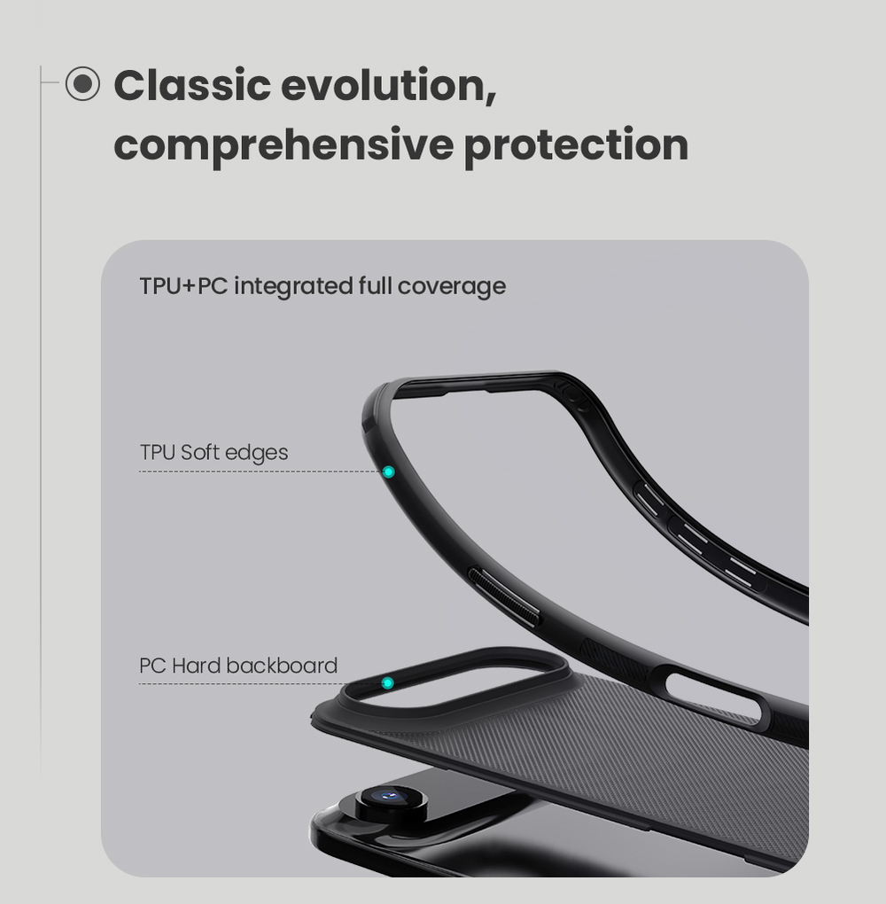 Противоударный чехол черного цвета от Nillkin для iPhone 17 Air, серия Super Frosted Shield Pro