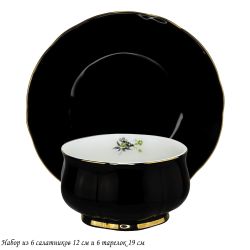 Lenardi 133-364 Набор 6 салатников 12см и 6 тарелок 19см MULTICOLOR в под.уп.(х4)Фарфор