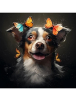 Картина по номерам 30х30см. "Собаки. Собака в бабочках" 20цв. коробка (арт. Х-6351)