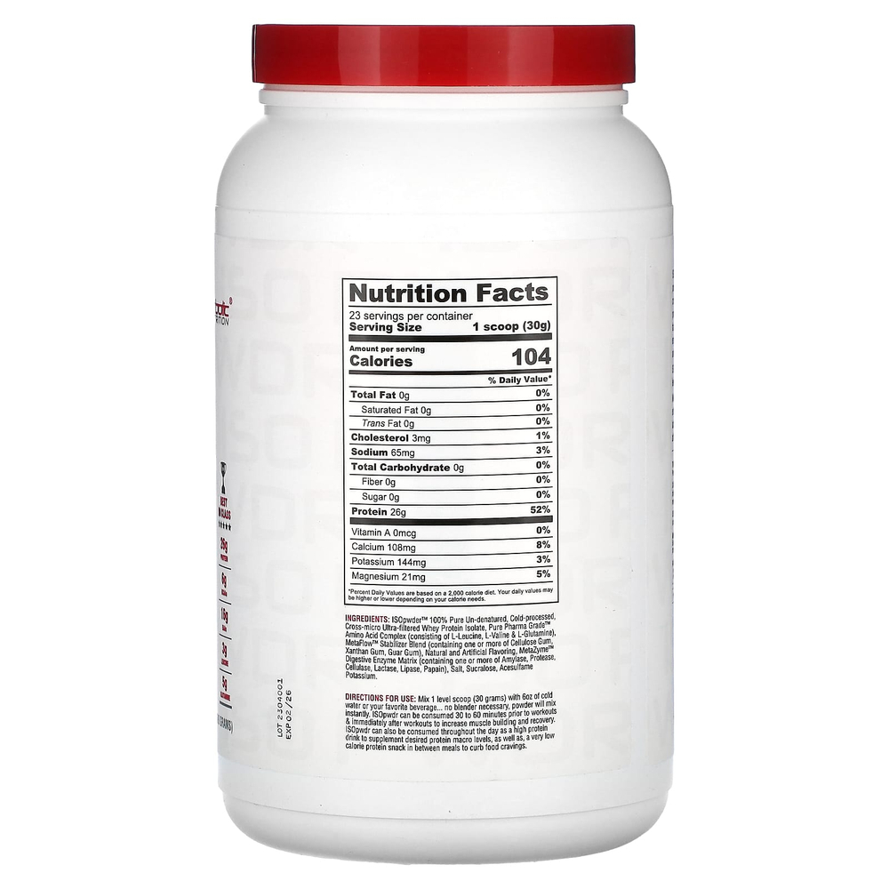 Metabolic Nutrition, ISOpwdr, изолят сывороточного протеина, праздничный торт, 690 г (1,52 фунта)