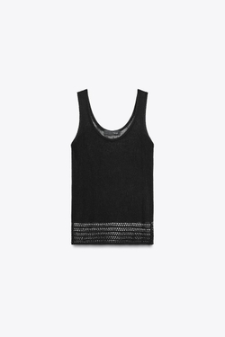 ZARA ТОП АЖУРНОЙ ВЯЗКИ, ЧЕРНЫЙ