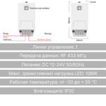 Реле диммер GRITT Core 1 линия DC12-24V 9A  433, CR1206