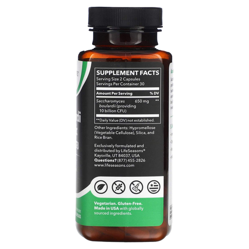 LifeSeasons, С. Boulardii Prodiotic, 60 растительных капсул (5 млрд КОЕ на капсулу)