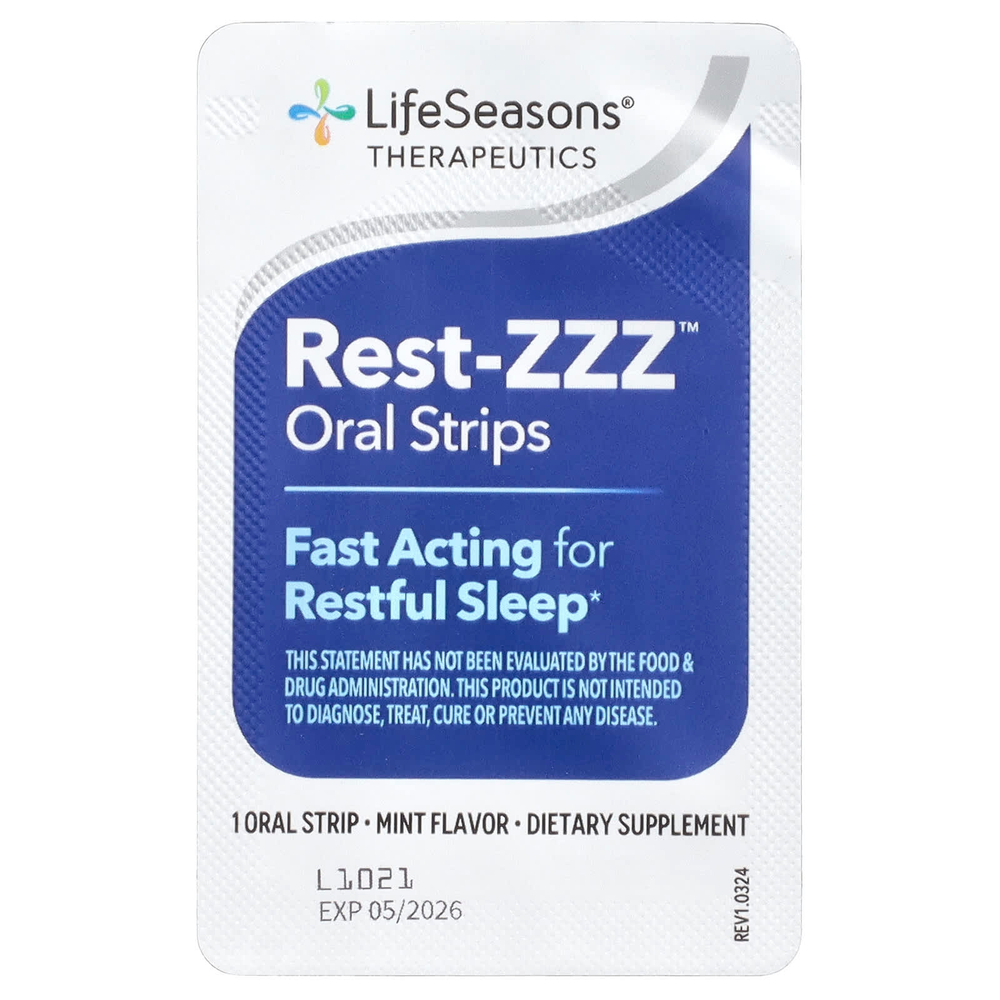 LifeSeasons, Therapy, Rest-ZZZ ™, полоски для рта, мята, 30 полосок