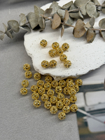 Бусина ажурная (полая) 8 мм, 10 штук позолота 14k