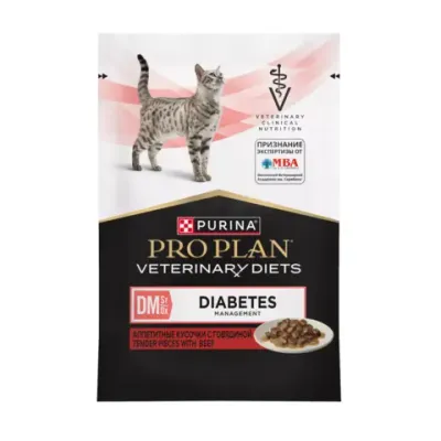 Пауч диетический Pro Plan Veterinary Diets Dm St/Ox Diabetes при диабете для котят и взрослых кошек с говядиной