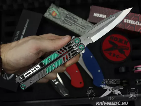 Нож бабочка (балисонг) Reptilian Стикс-03 сталь D2, рукоять сталь + алюминий