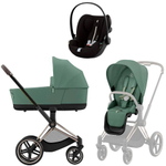 Коляска Cybex Priam IV Rosegold complete Cloud G Moon Black Plus Base G 3 в 1 Leaf Green