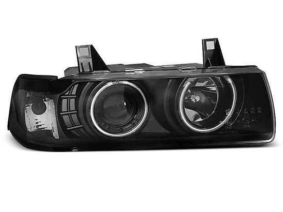 Передние фары Bmw 3 E36 angel eyes ccfl black