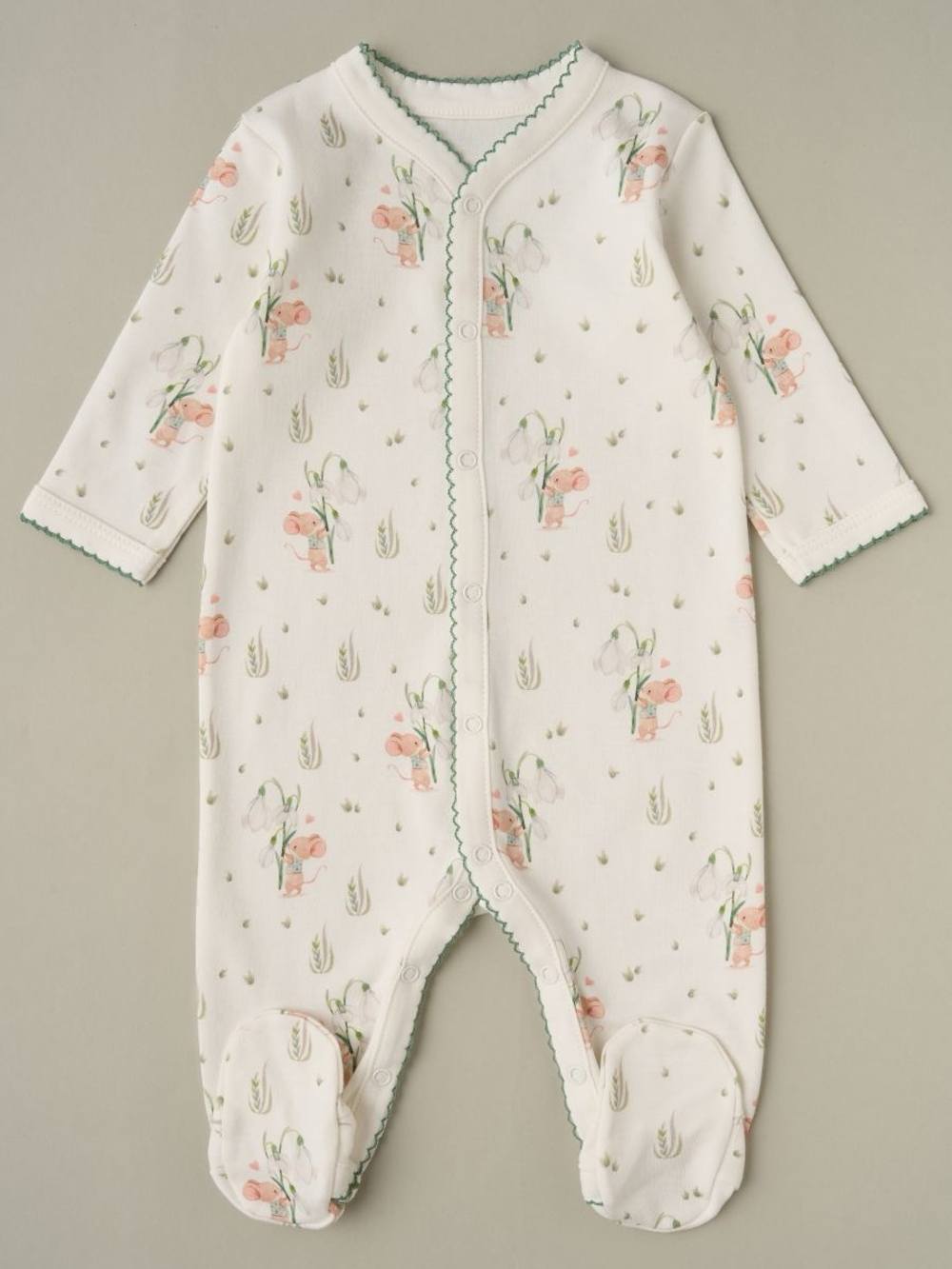 Комбинезон на кнопках "Мышонок с подснежником"