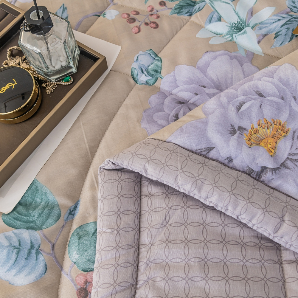 Комплект постельного белья Сатин с Одеялом 100% хлопок на резинке OBR136