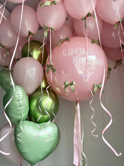 Воздушные шары для девочки эвкалипт/розовый №2875
