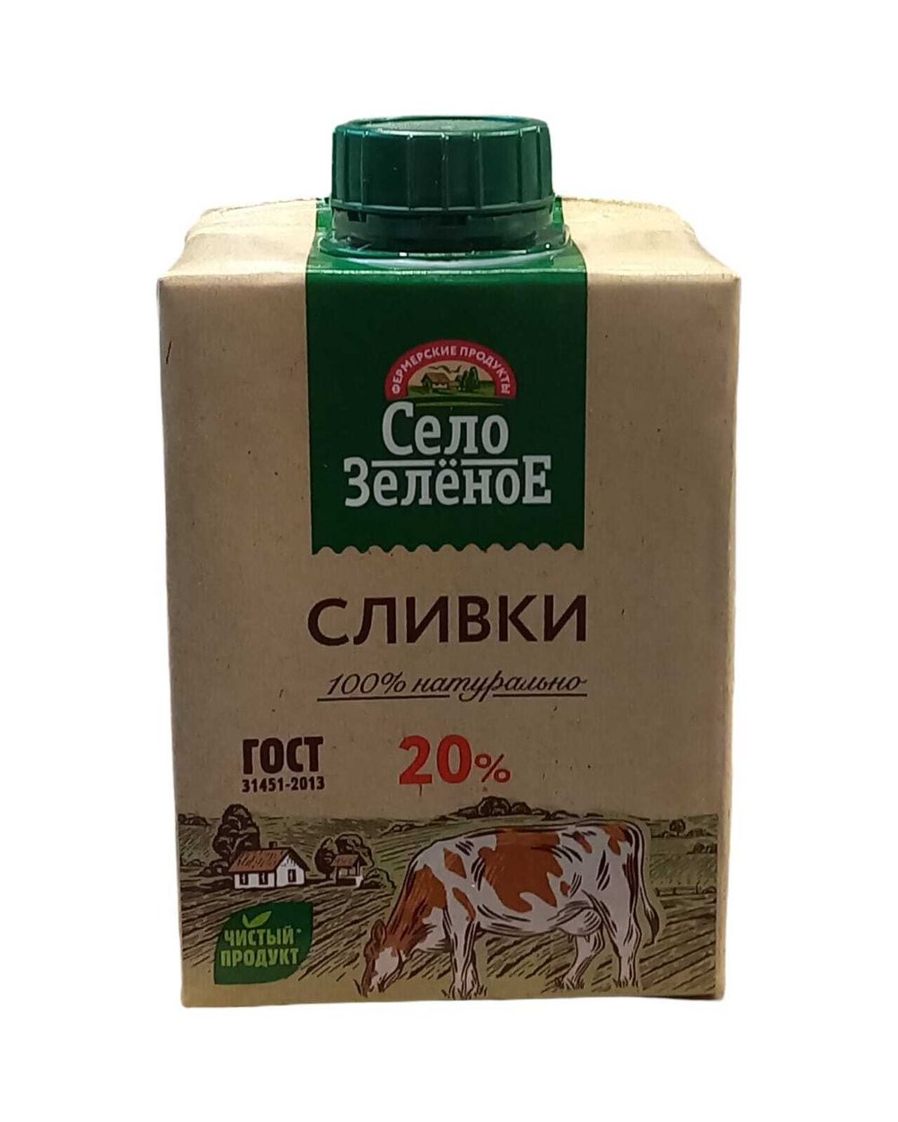 Сливки "Село Зеленое" 20% 500г