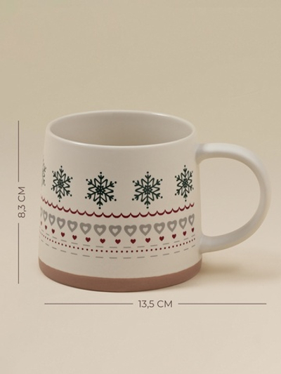 Кружка «Новый год.Снежинки», 430 мл, фарфор, бежевая