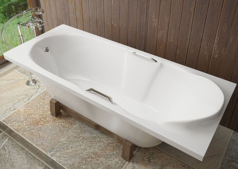 Ванна из литьевого мрамора Эстет Камелия 180х75 белая с ручками, ФР-00001032 + 63989
