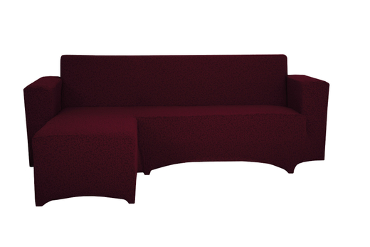 Чехол Жаккард на угловой диван с выступом слева, цвет Бордовый